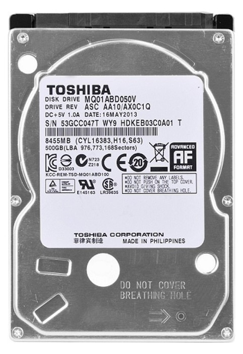 Жорсткий диск 2.5 500GB Toshiba 5400rpm 8MB SATAIII (MQ01ABD050V) Refurbished фото №1