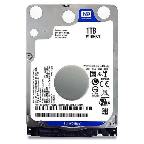 Жесткий диск 2.5 1TB Western Digital Blue 5400rpm 128MB SATAIII (WD10SPZX) фото №1