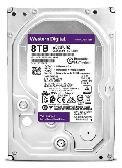 Жорсткий диск 3.5 8TB Western Digital Purple 7200 rpm 256MB SATAIII (WD82PURZ) фото №2