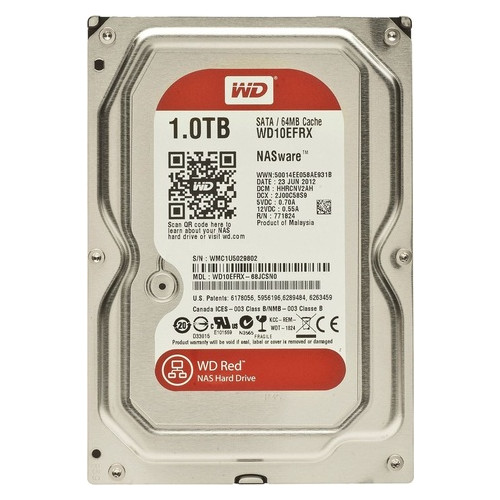 Жорсткий диск 3.5 1TB Western Digital Red 5400rpm 64MB SATAIII (WD10EFRX) фото №1