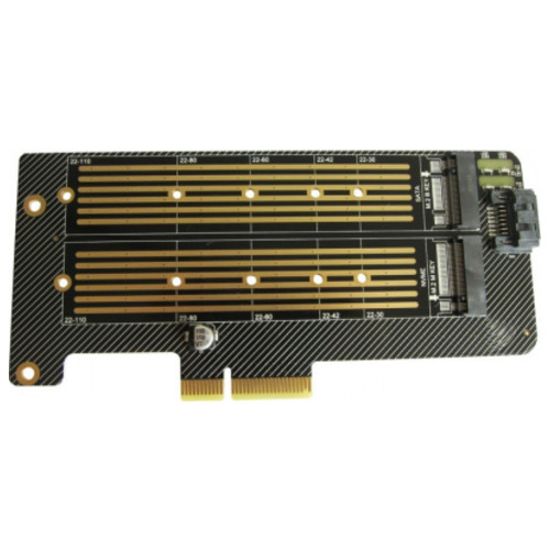Контролер Dynamode 2х M.2 NVMe M-Key/SATA B-key SSD to PCI-E 3.0 x4/x8/x16 (PCI-Ex4-2xM.2 MB-key) фото №1