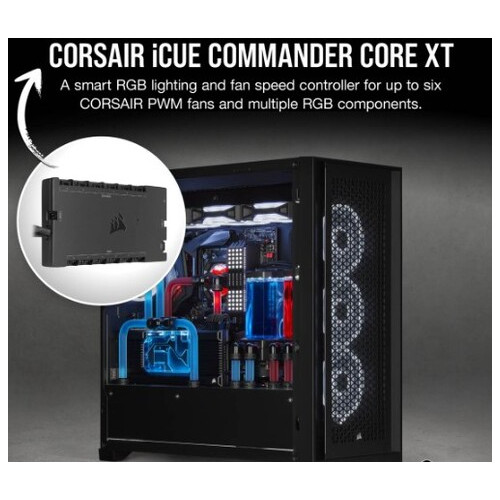 Інтелектуальний контролер RGB-підсвічування та швидкості обертання вентилятора Corsair Icue Commander Core XT (CL-9011112-WW) фото №2