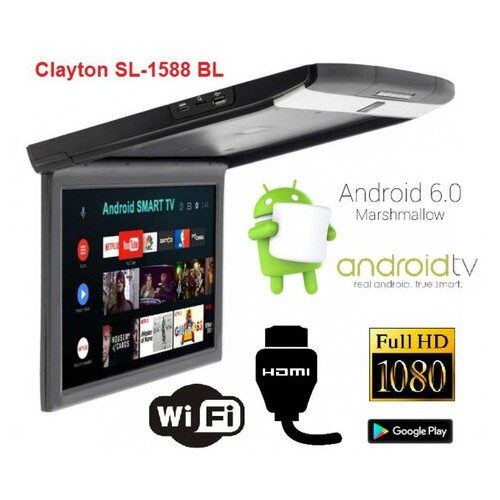 Монитор потолочный Clayton SL-1588 BL Android Черный фото №1