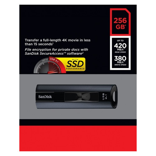 Накопичувач SanDisk 256GB USB 3.1 Extreme Pro (SDCZ880-256G-G46) фото №7