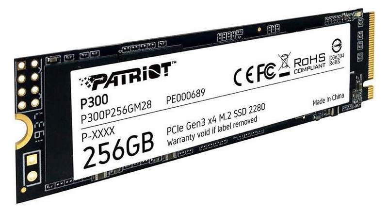 Накопичувач SSD 256GB Patriot P300 M.2 2280 PCIe NVMe 3.0 x4 TLC (P300P256GM28) фото №1