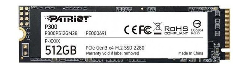 Накопичувач SSD 512GB Patriot P300 M.2 2280 PCIe NVMe 3.0 x4 TLC (P300P512GM28) фото №1