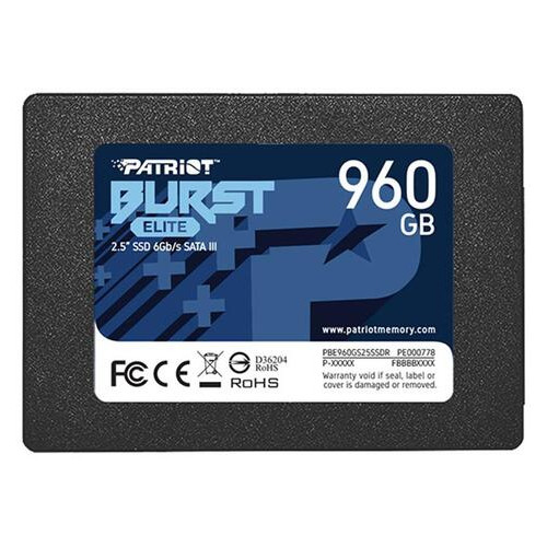 SSD накопичувач 960GB Patriot Burst Elite 2.5 SATAIII TLC (PBE960GS25SSDR) фото №1