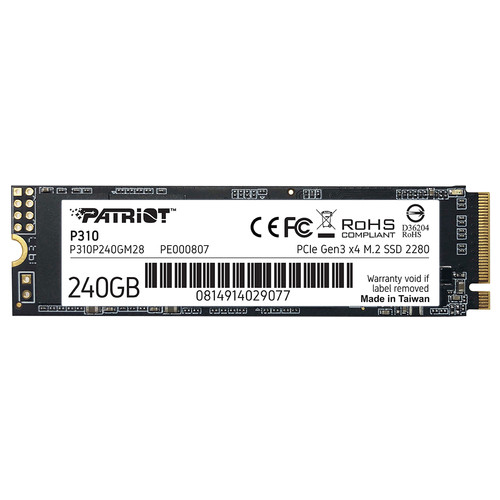Накопичувач SSD 240GB Patriot P310 M.2 2280 PCIe NVMe 4.0 x4 TLC (P310P240GM28) фото №1