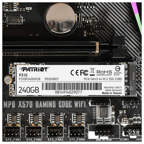 Накопичувач SSD 240GB Patriot P310 M.2 2280 PCIe NVMe 4.0 x4 TLC (P310P240GM28) фото №6
