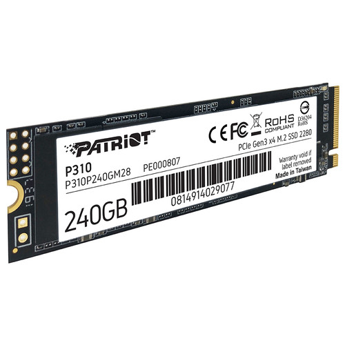 Накопичувач SSD 240GB Patriot P310 M.2 2280 PCIe NVMe 4.0 x4 TLC (P310P240GM28) фото №4
