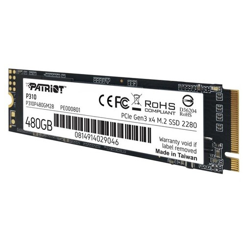Накопичувач SSD 480GB Patriot P310 M.2 2280 PCIe NVMe 4.0 x4 TLC (P310P480GM28) фото №2