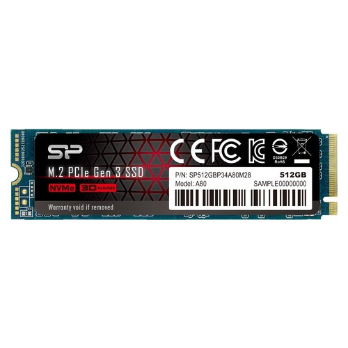Накопичувач SSD Silicon Power P34A80 2280 PCIe 3.0 x4 NVMe 512GB SP512GBP34A80M28 фото №1