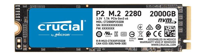 Накопитель SSD M.2 Crucial 2TB NVMe PCIe 3.0 x4 P2 2280 (CT2000P2SSD8) фото №1