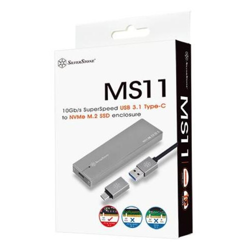 Портативный корпус Silver Stone USB 3.1 Gen 2 для SSD NVM (SST-MS11C) фото №6