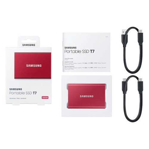 Зовнішній накопичувач SSD 2.5 USB 500GB Samsung T7 Red (MU-PC500R/WW) фото №6