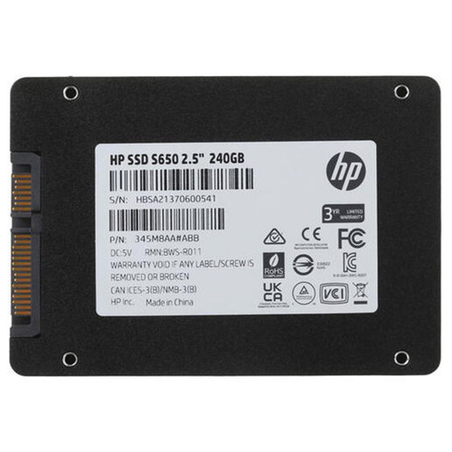 Накопитель SSD 240Gb HP S650 SATA III 2.5 TLC (345M8AA) фото №2