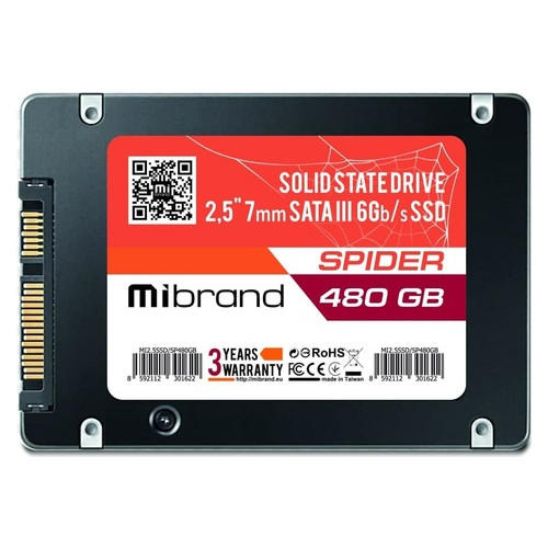 Накопичувач SSD 480GB Mibrand Spider 2.5 SATAIII 3D TLC (MI2.5SSD/SP480GB) Bulk фото №1