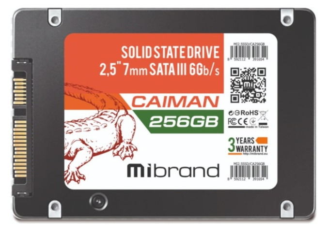Накопичувач SSD 256GB Mibrand Caiman 2.5 SATAIII 3D TLC (MI2.5SSD/CA256GB) Bulk фото №1
