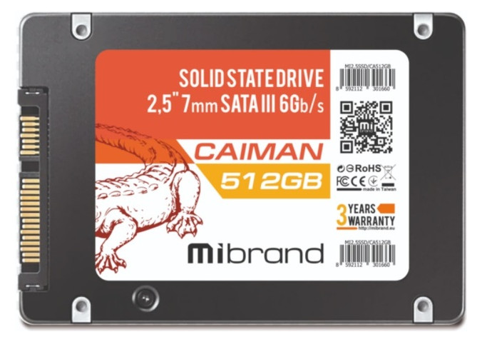 Накопичувач SSD 512GB Mibrand Caiman 2.5 SATAIII 3D TLC (MI2.5SSD/CA512GB) Bulk фото №1