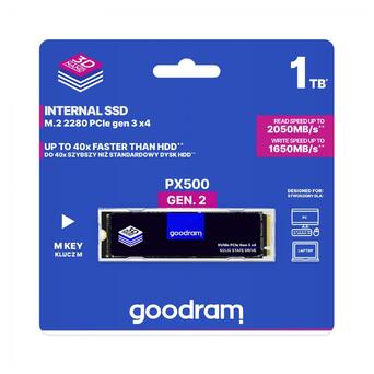 SSD GOODRAM PX500 G.2 1TB PCIe M.2 N NVMe 3D TLC NAND (SSDPR-PX500-01T-80-G2) фото №5