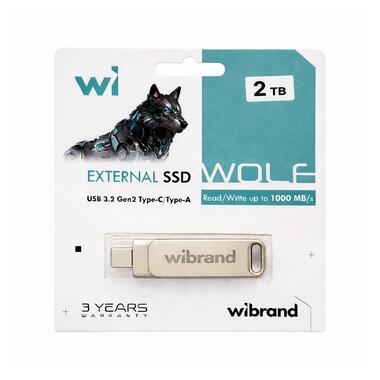 Портативный SSD Wibrand Wolf 2TB USB 3.2 Gen.2 Type-C/Type-A Read/Write 1000MB/s Silver (WIEXSSD/WO2TB) фото №2