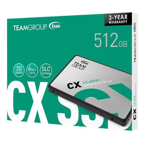 SSD накопичувач 512GB Team CX2 2.5 SATAIII 3D SLC (T253X6512G0C101) фото №4
