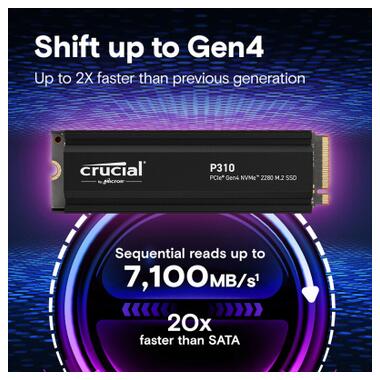Накопичувач SSD M.2 2280 2TB P310 with heatsink Micron (CT2000P310SSD5) фото №3