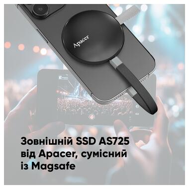 Накопитель SSD Apacer AS725 1 ТВ USB 3.2 Gen 2 Type-C 3D NAND Black (AP1TBAS725B-1) фото №5