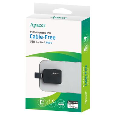 Портативный SSD Apacer AS714 512GB USB 3.2 Gen.2 Read/Write 1000MB/s Black (AP512GAS714B-1) фото №2