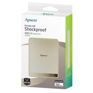 Портативный SSD Apacer AS724 512 GB USB 3.2 Gen.2 Type-C Read/Write 500MB/s Cream (AP512GAS724C-1) фото №1