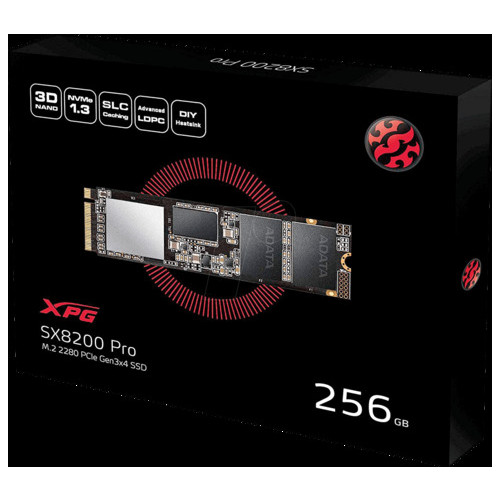 Накопитель SSD 256GB ADATA XPG SX8200 Pro M.2 PCIe 3.0 x4 NVMe 3D TLC (ASX8200PNP-256GT-C) фото №3