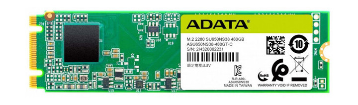 Твердотільний накопичувач SSD A-Data Sata M.2 480GB SU650 2280 3D TLC (JN63ASU650NS38-480GT-C) фото №2