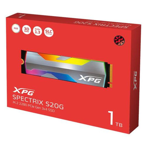 Твердотільний накопичувач SSD ADATA M.2 NVMe PCIe 3.0 x4 1TB 2280 SPECTRIX RGB (ASPECTRIXS20G-1T-C) фото №4