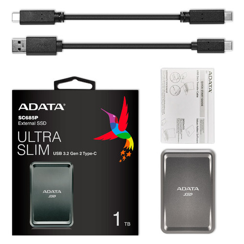 Портативный SSD USB 3.2 Gen 2 Type-C ADATA SC685P 1TB Титановый серый (ASC685P-1TU32G2-CTI) фото №11