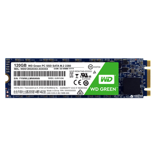 Накопитель SSD 120GB WD Green M.2 2280 SATAIII TLC (WDS120G2G0B) фото №1