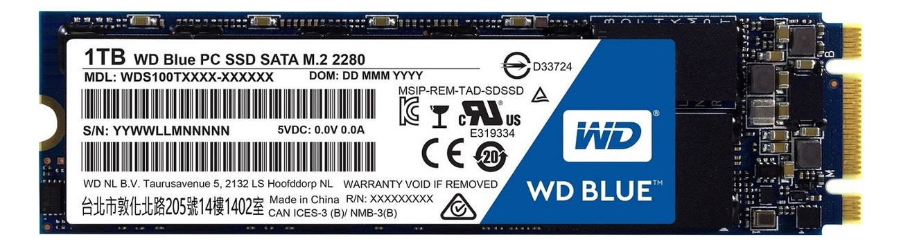 Накопичувач SSD 1TB Western Digital Blue M.2 2280 SATAIII 3D TLC (WDS100T2B0B) фото №1