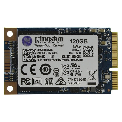 Накопичувач SSD 120GB Kingston UV500 mSATA SATAIII 3D TLC (SUV500MS/120G) фото №1