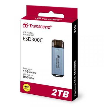 Портативний SSD Transcend 2TB USB 3.1 Gen 2 Type-C ESD300 Blue (TS2TESD300C) фото №1