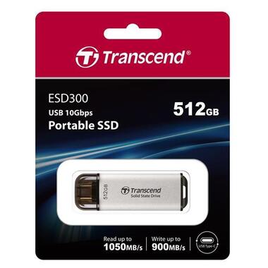 Портативний SSD Transcend 512GB USB 3.1 Gen 2 Type-C ESD300 Silver (TS512GESD300S) фото №8