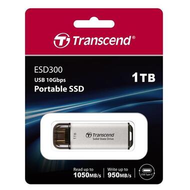 Портативний SSD Transcend 1TB USB 3.1 Gen 2 Type-C ESD300 Silver (TS1TESD300S) фото №7