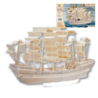 3D дерев'яний конструктор. Модель Корабель Вітрильник (1198-) фото №1