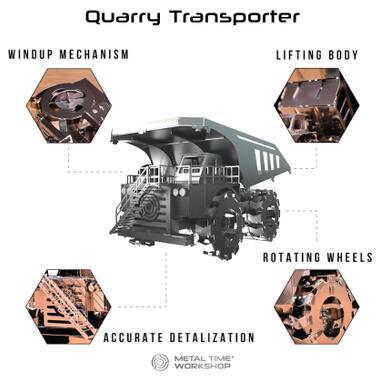 Конструктор Metal Time Коллекционная модель Quarry Transporter Механический карьерный самосвал (MT014) фото №4