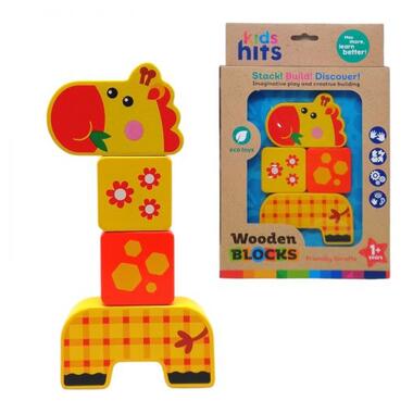 Дерев'яна іграшка-конструктор Wooden Blocks: Жираф, 4 елементи (KH20/003) фото №1