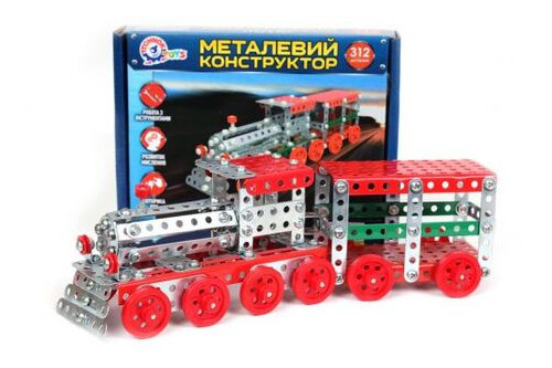 Конструктор металевий Поїзд ТехноК, 312 деталей 4814 фото №1