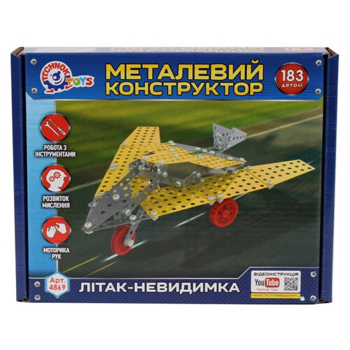 Конструктор металевий ТехноК Літак-невидимка 183 деталі 4869TXK фото №2