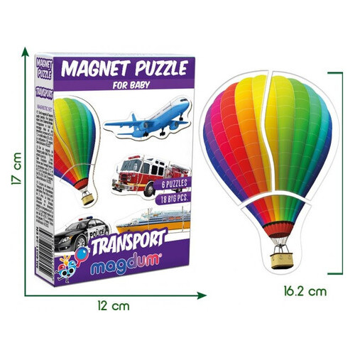 Набір магнітів Magdum Baby puzzle Транспорт (ML4031-24 EN) фото №3