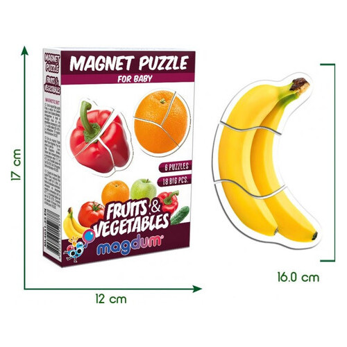 Набір магнітів Magdum Baby puzzle Фрукти та овочі (ML4031-25 EN) фото №2