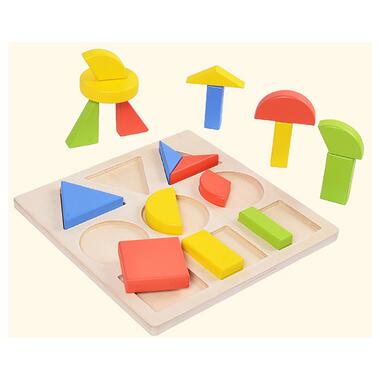 Дитяча іграшка з геометричними фігурками рамка-вкладиш коло-квадрат-трикутник 18 елементів фото №3