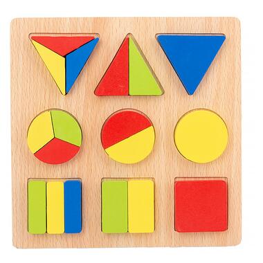 Дитяча іграшка з геометричними фігурками рамка-вкладиш коло-квадрат-трикутник 18 елементів фото №1