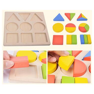 Дитяча іграшка з геометричними фігурками рамка-вкладиш коло-квадрат-трикутник 18 елементів фото №5
